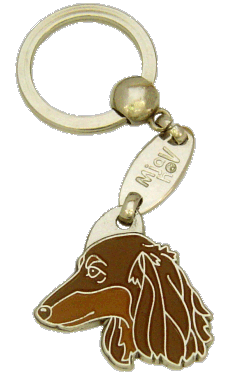 DACHSHUND LONGHAIRED BROWN <br> (keyring, engraving included)